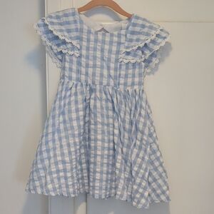 Rare Editions Blue and White Gingham Dress